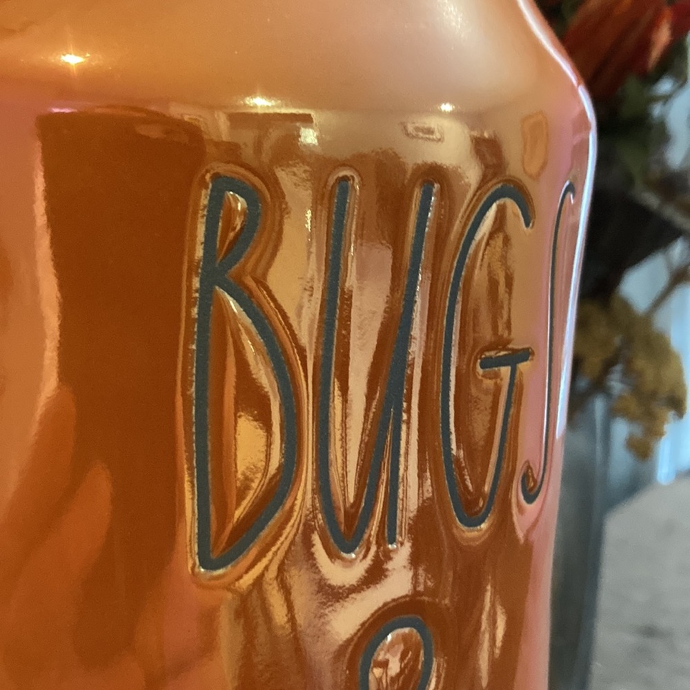 Rae Dunn BUGS AND HISSES Halloween Canister in Orange Iridescent Luster Jar 👻🎃 - Picture 4 of 11